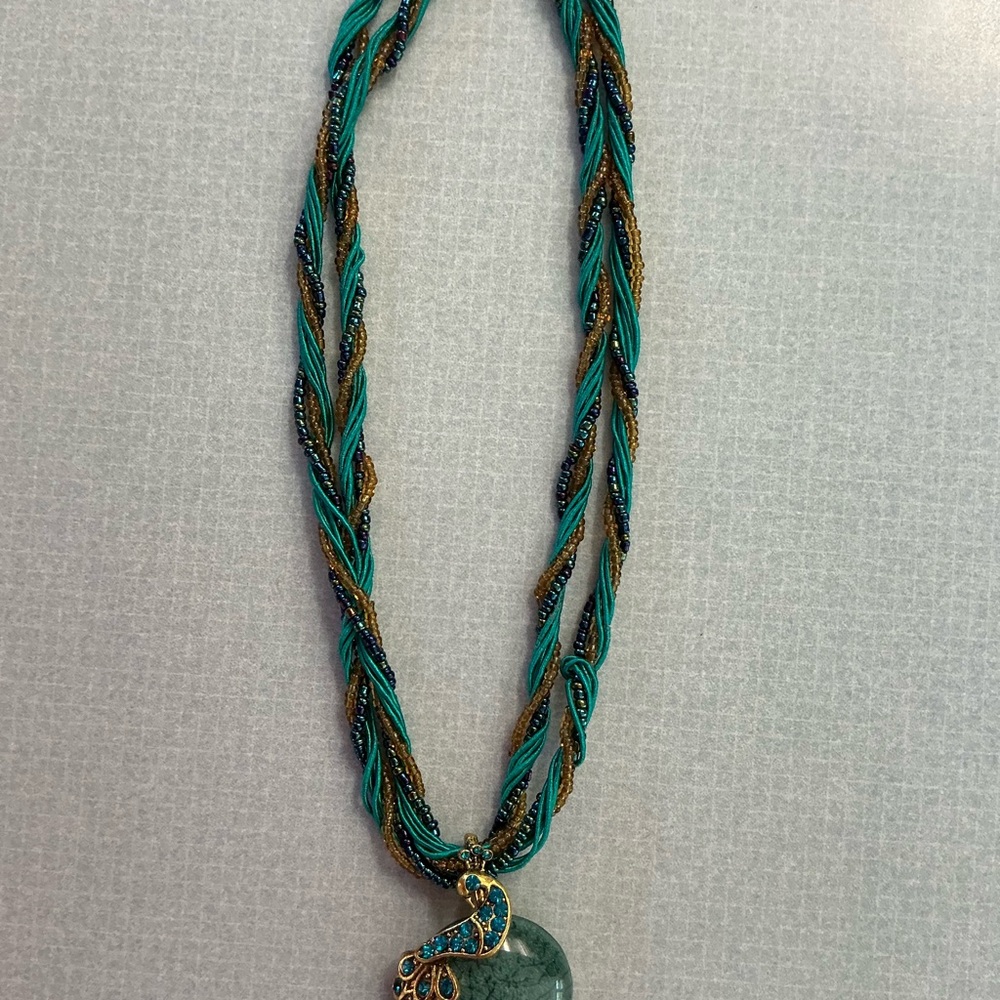 Elegant Peacock Pendant Necklace - Picture 2 of 4